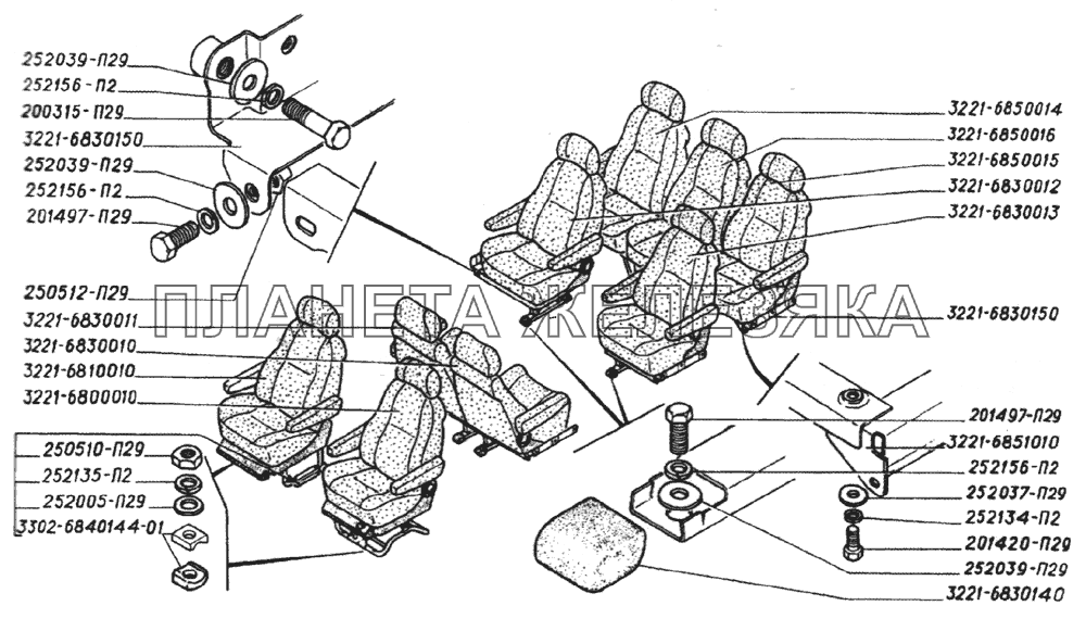 Установка сидений автобуса ГАЗ-3221 ГАЗ-3221 (2006)